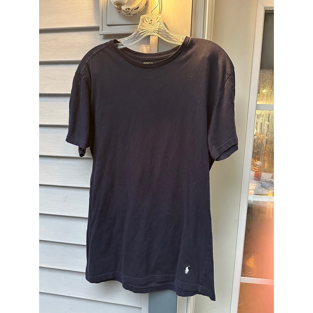 Polo Ralph Lauren Mens‎ Slim Fit T-Shirt Navy Blue Cotton Crewneck Large L Pony